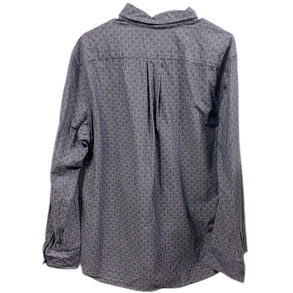 Rowm Long Sleeve Button Down Geometric Print Pocket Shirt Blue Mens Large - Picture 2 of 5